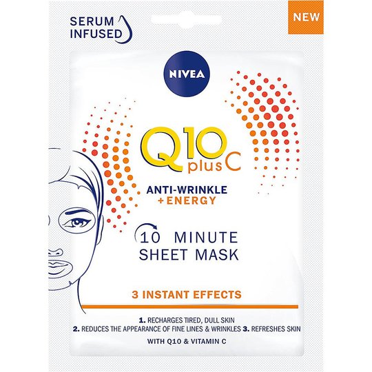 Q10 Vitamin C sheet mask, Nivea Kasvonaamio