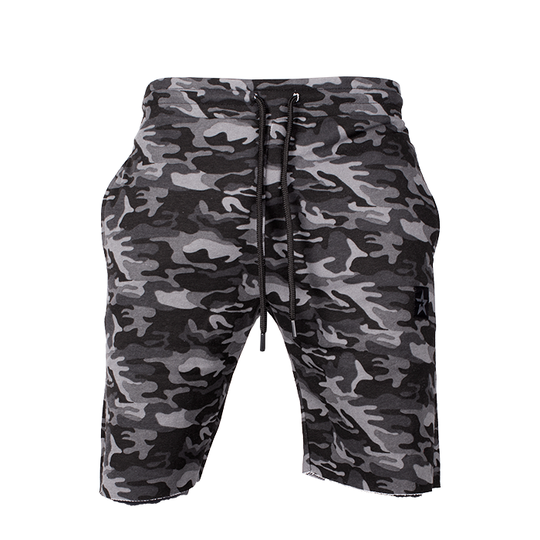 Star Raw Edge Shorts, Black Camo