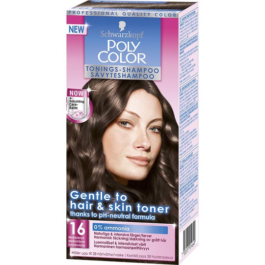 Schwarzkopf Poly Color Toning Shampoo, 16 - Mediumbrown, Schwarzkopf Hiussävytteet