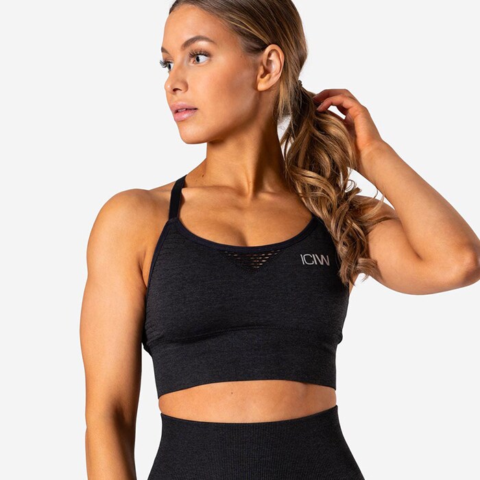 Dynamic Seamless Sports Bra, Graphite Melange