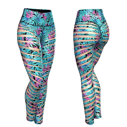 Shredder Leggings, Turquoise/Pink