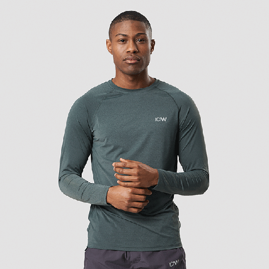 Workout Melange Long Sleeve, Dark Green