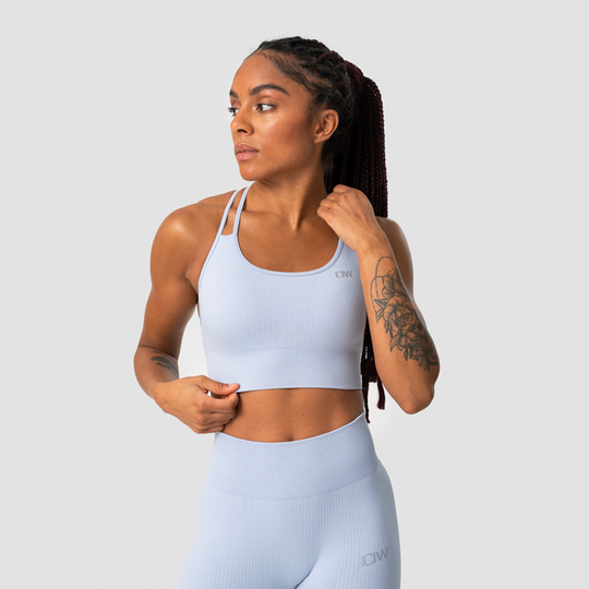 Ribbed Define Seamless Sports Bra, Cloudy Blue
