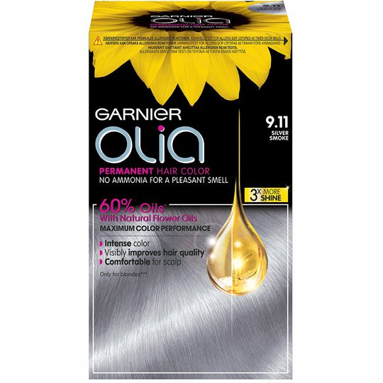 Garnier Olia Permanent Hair Colour 9.11 Silver Smoke, Garnier Hiusvärit