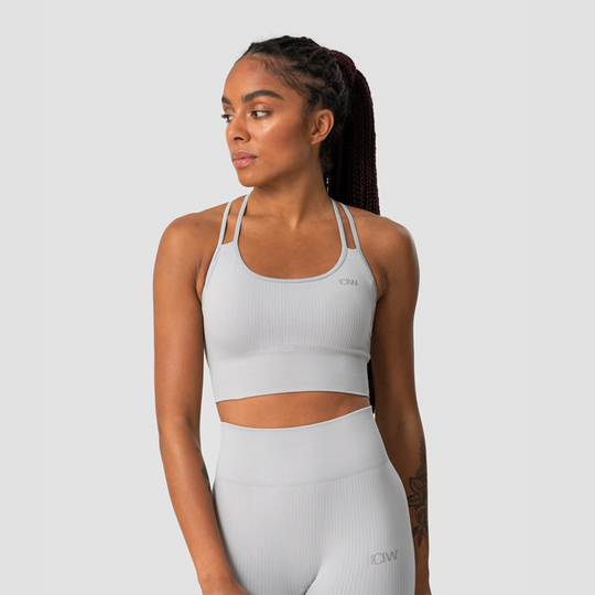 Ribbed Define Seamless Sports Bra, Light Grey