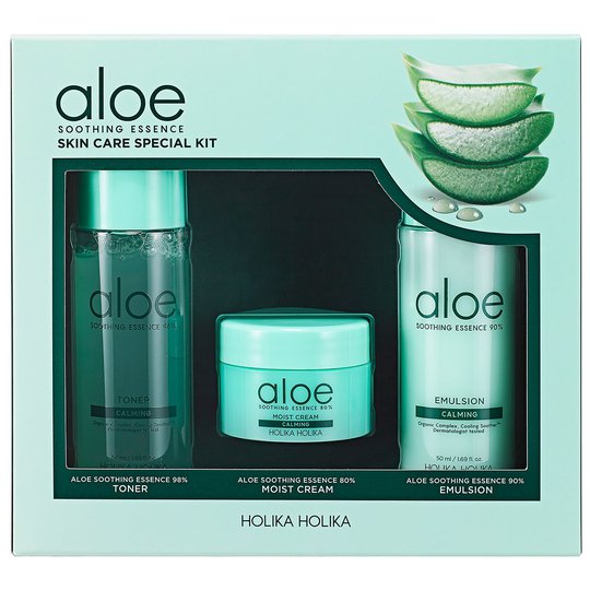 Aloe Soothing Essence Skin Care Special Kit, Holika Holika Kasvoille