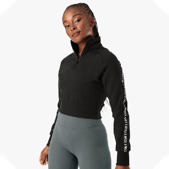 Essential Cropped Logo Sweater, Black
