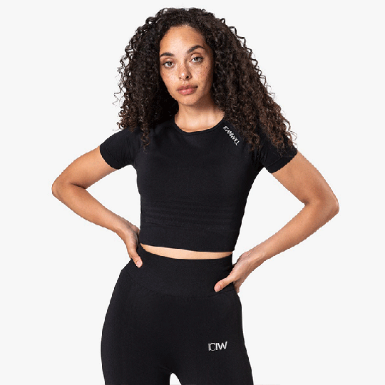Define Seamless Cropped T-shirt, Black