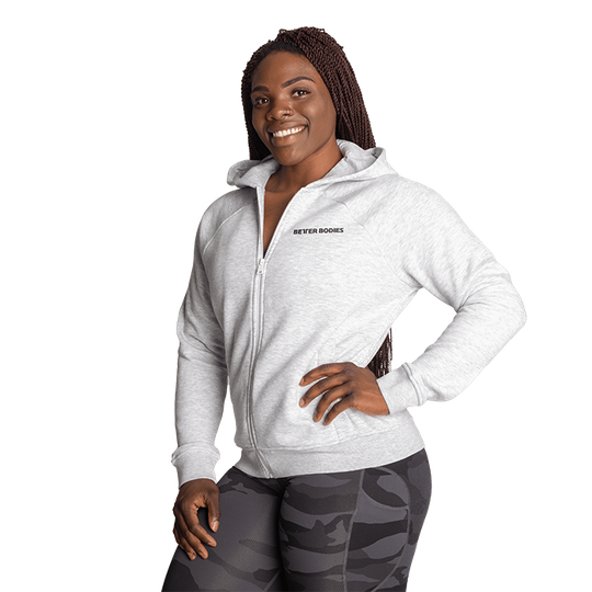 Core Zip Hoodie, White Melange