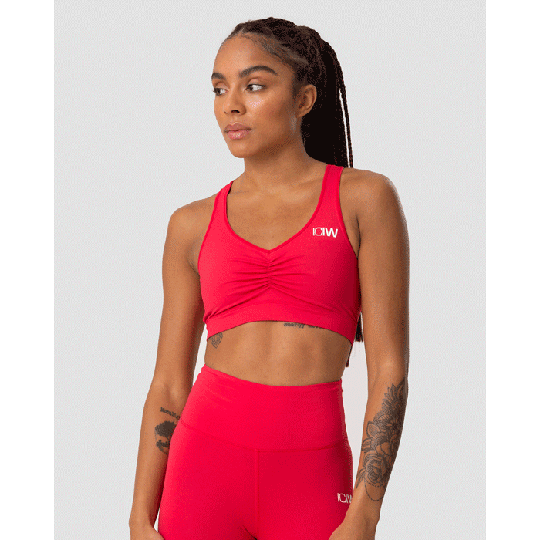 Scrunch Sports Bra, Raspberry Red