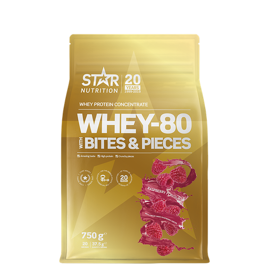 Whey-80, 750 g, Raspberry with raspberry pieces