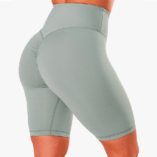 Scrunch V-Shape Biker Shorts, Silver Mist