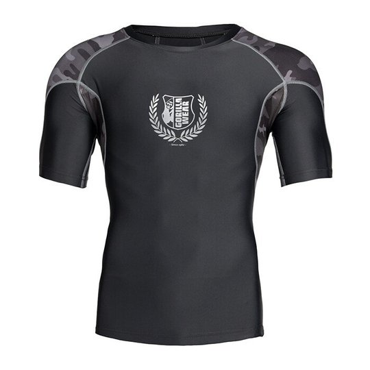 Cypress Rashguard Short Sleeve, Black/Grey Camo