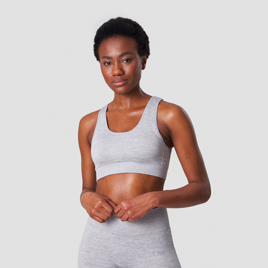 Willow Seamless Sports Bra, Light Grey Melange