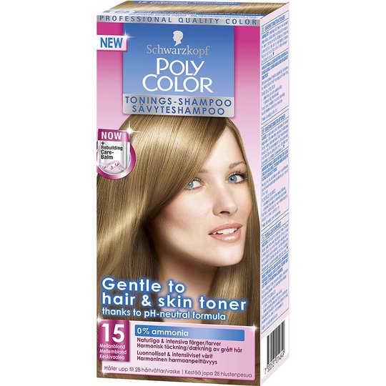 Schwarzkopf Poly Color Toning Shampoo, 15 - Mediumblonde, Schwarzkopf Hiusvärit