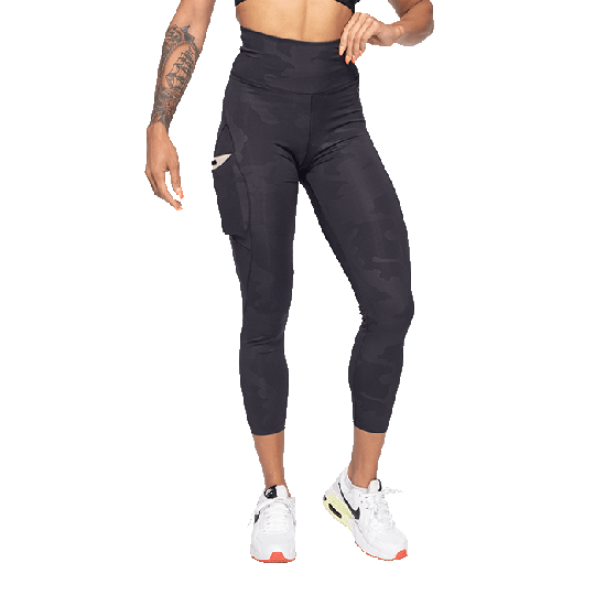 High Waist Leggings, Black Camo