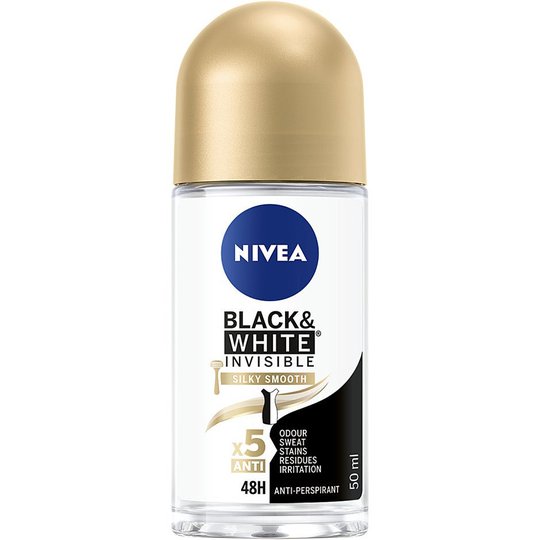 Deo Rollon Black & White Silky Smooth, 50 ml Nivea Roll-on-deodorantit
