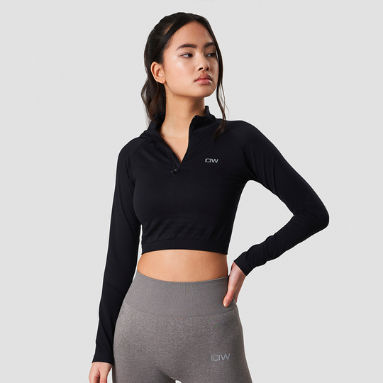 Define Cropped 1/4 Zip, Black