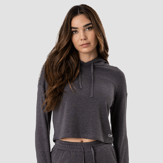 Deactivate Cropped Hoodie, Graphite Melange