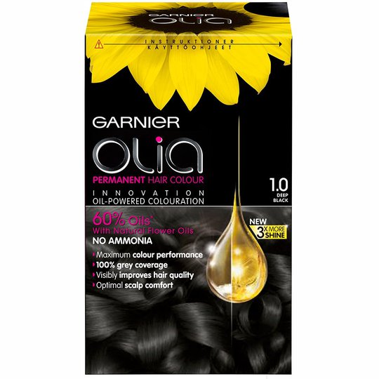 Garnier Olia Permanent Hair Colour, 1.0 Deep Black, Garnier Hiusvärit