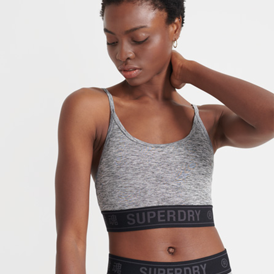 Training Logo Bra, Grey Marl