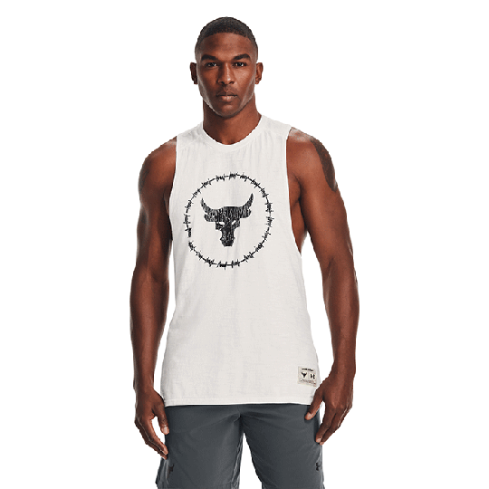 UA Project Rock CC Tank, Onyx White