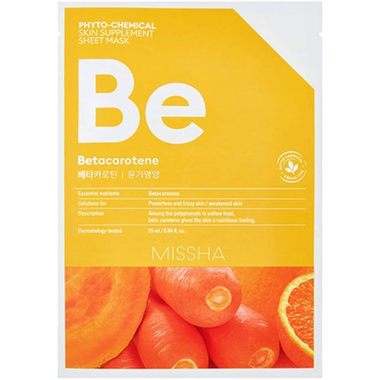 Phytochemical Skin Supplement Sheet Mask Betacarotene, 25 ml MISSHA K-Beauty Kasvonaamiot