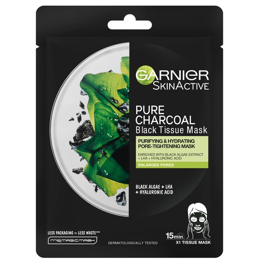 Skin Active Pure Charcoal Black Tissue Mask, Garnier Kasvonaamio