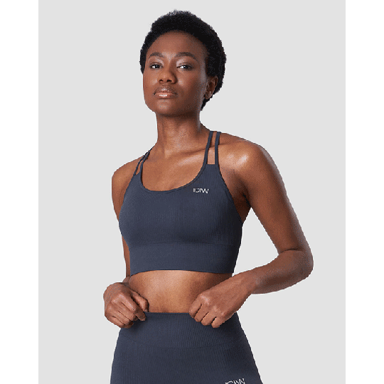 Ribbed Define Seamless Sports Bra, Smokey Blue
