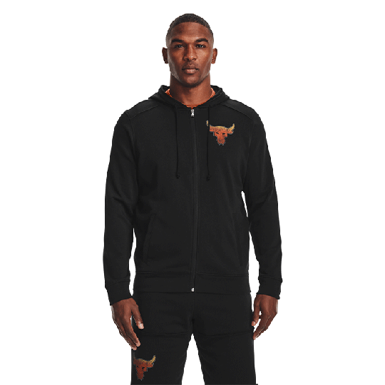 UA Project Rock Terry Full Zip Hoodie, Black