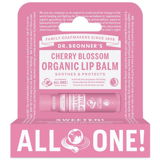 Cherry Blossom Organic Lip Balm Hang Pack, Dr. Bronner's Huulirasva