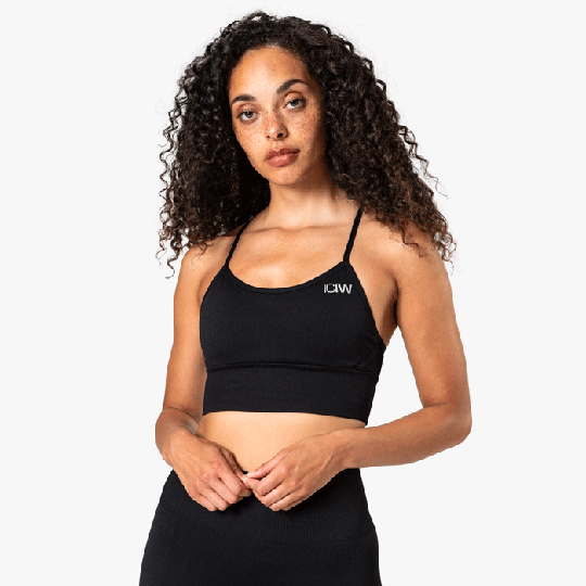Queen Mesh Sport Bra, Solid Black