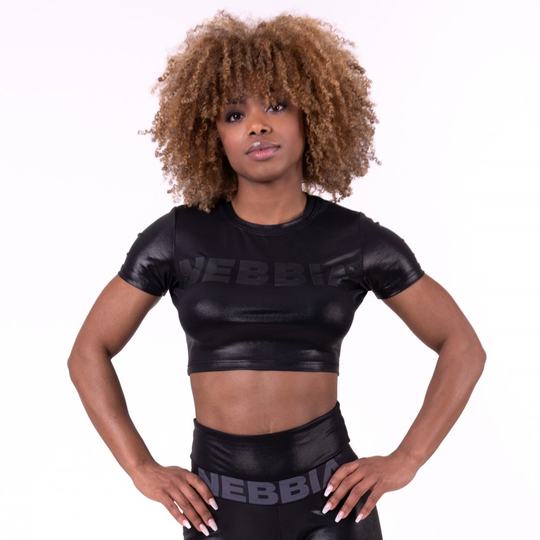 Glossy Crop Top, Black