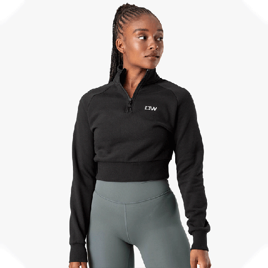 Essential Cropped Sweater, Black