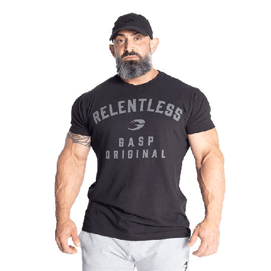 Relentless Skull Tee, Washed Black