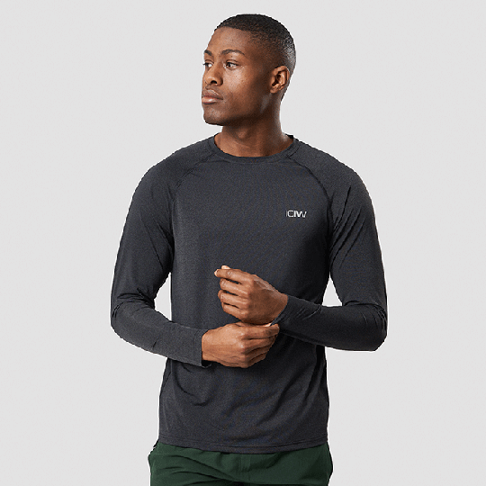 Workout Melange Long Sleeve, Dark Grey
