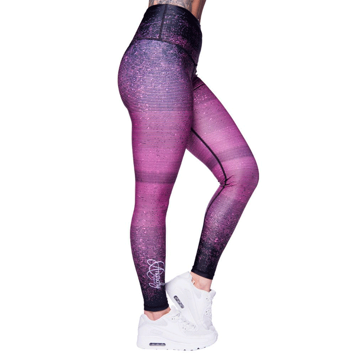 Salmon Stripe Leggings, Black/Pink
