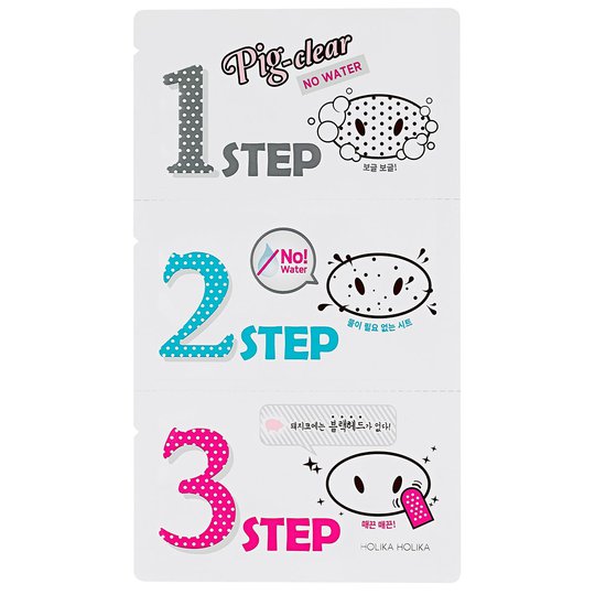 Pig Clear Blackhead 3-Step Kit (No Water), Holika Holika K-Beauty: Mustapäälaput