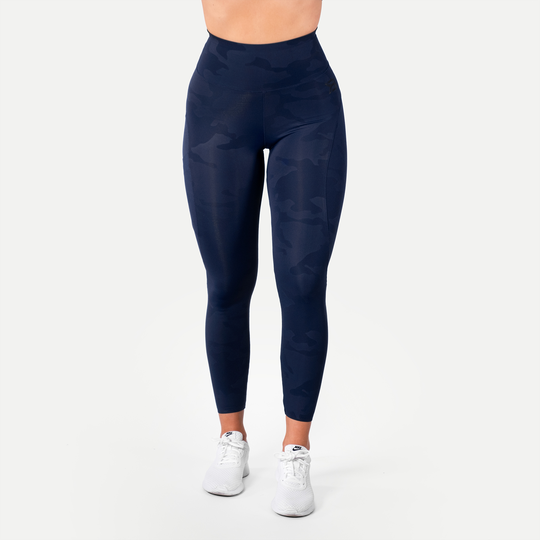 High Waist Leggings, Dark Navy Camo