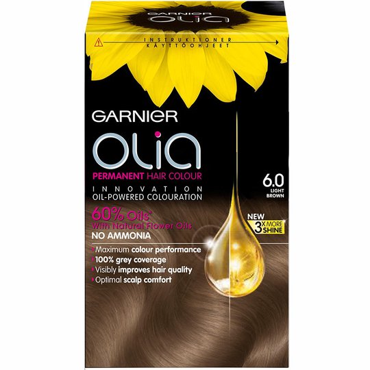 Garnier Olia Permanent Hair Colour, 6.0 Light Brown, Garnier Hiusvärit