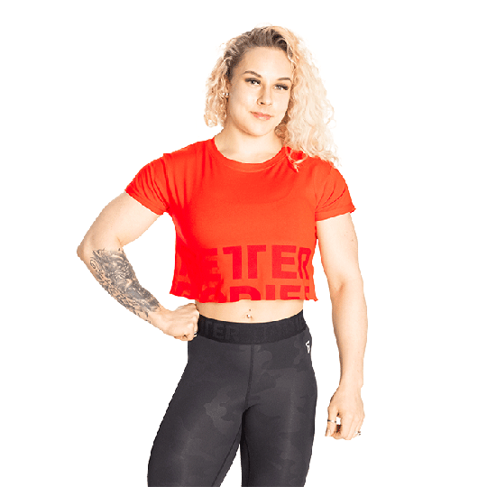 Astoria Cropped Tee, Sunset Red