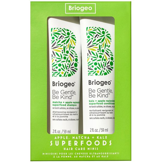 Superfoods Apple, Matcha + Kale Hair Care Minis, Briogeo Shampoo
