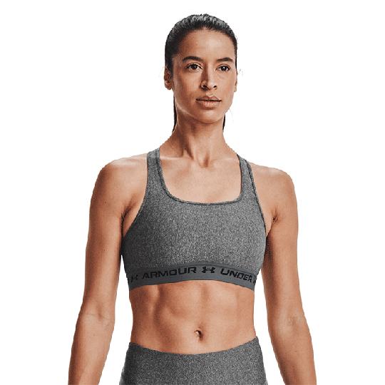 UA Crossback Mid Heather Bra, Charcoal Light Heather