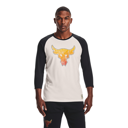 UA Project Rock Iron 3/4 Sleeve, Onyx White